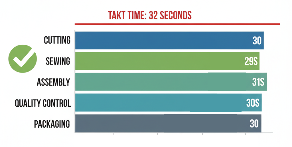 Cân bằng chuyền còn là cân bằng thời gian giữa các công đoạn khác