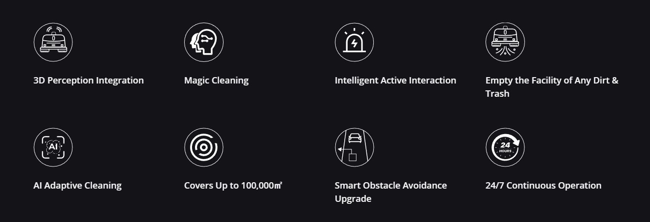 Robot Quét Dọn Công Nghiệp PUDU MT1 MAX Hoạt động dựa trên nhận diện không gian 3 chiều, giúp robot vận hành trơn tru trong điều kiện môi trường phức tạp