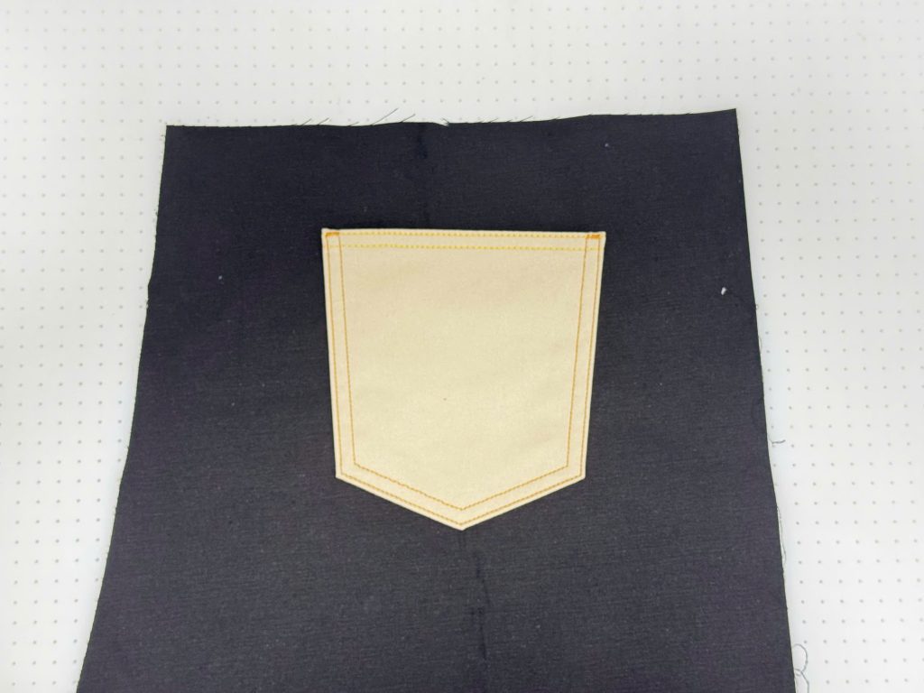 Jean pocket setting to the cut panel after hemmed by Hoshima Jean Pocket Setter